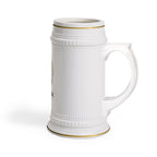 White Oak Brand Ceramic Beer Stein Mug — Gold Accent Logo Pint