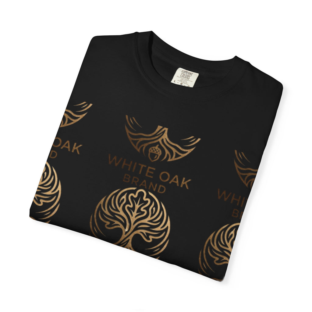 White Oak Brand Logo T-Shirt — Repeated Tree Emblem Tee