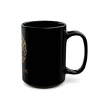 White Oak Brand Black Ceramic Mug — Gold Tree Logo Coffee Cup (11oz, 15oz)