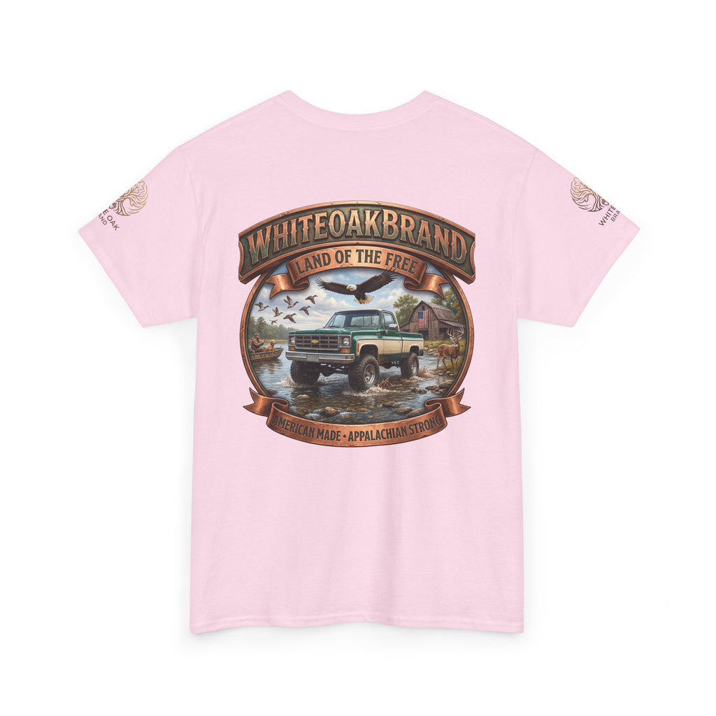 Vintage Truck Graphic Tee – WhiteOakBrand “Land of the Free” Cotton T-Shirt