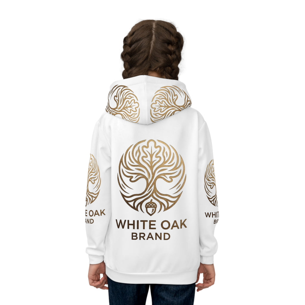 White Oak Brand Children’s Hoodie — All-Over Print Tree Logo Kids Pullover