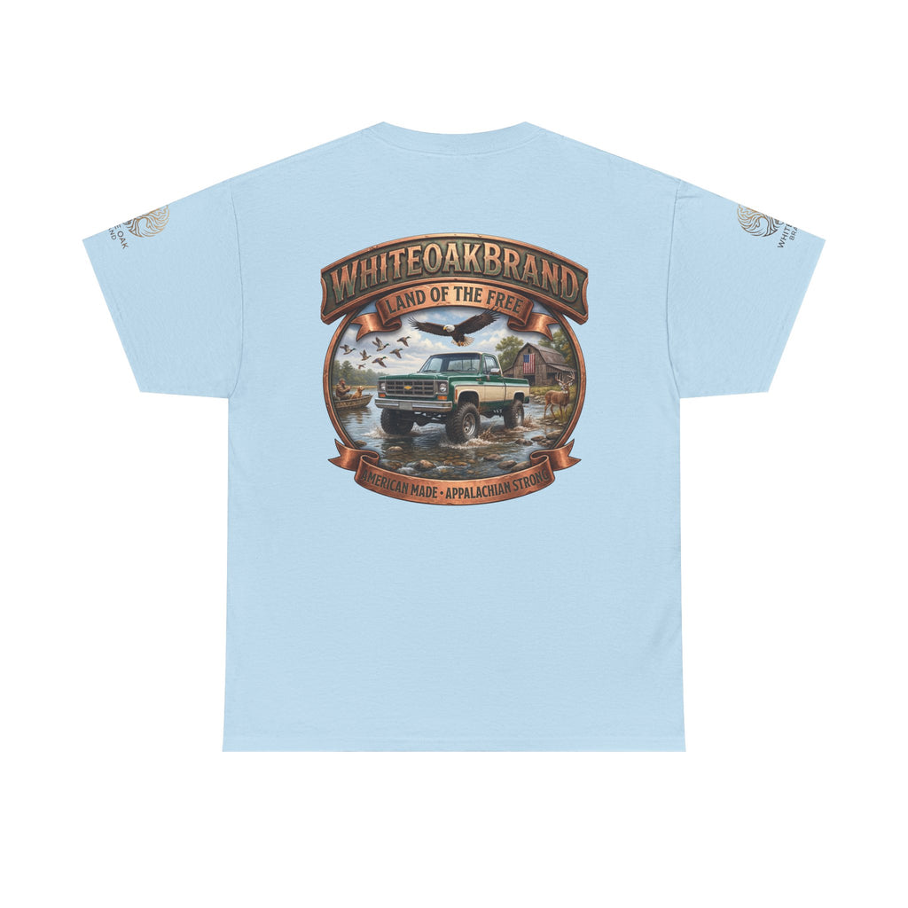 Vintage Truck Graphic Tee – WhiteOakBrand “Land of the Free” Cotton T-Shirt