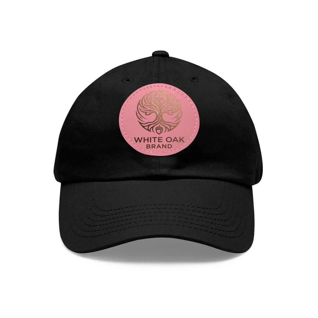 White Oak Leather Patch Dad Hat — Embossed Tree Logo Cap