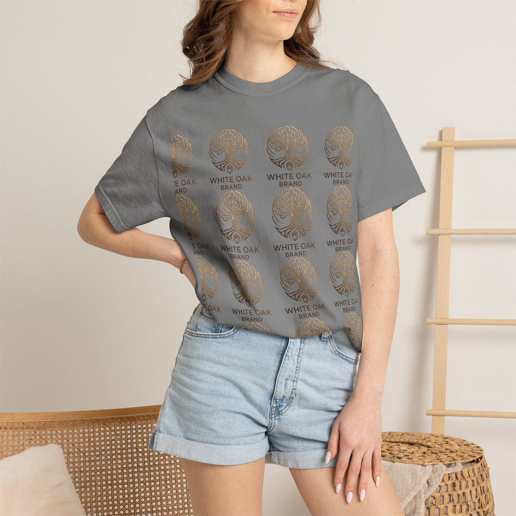 White Oak Brand Repeat Logo T-Shirt — Vintage Tree Skull Graphic Tee