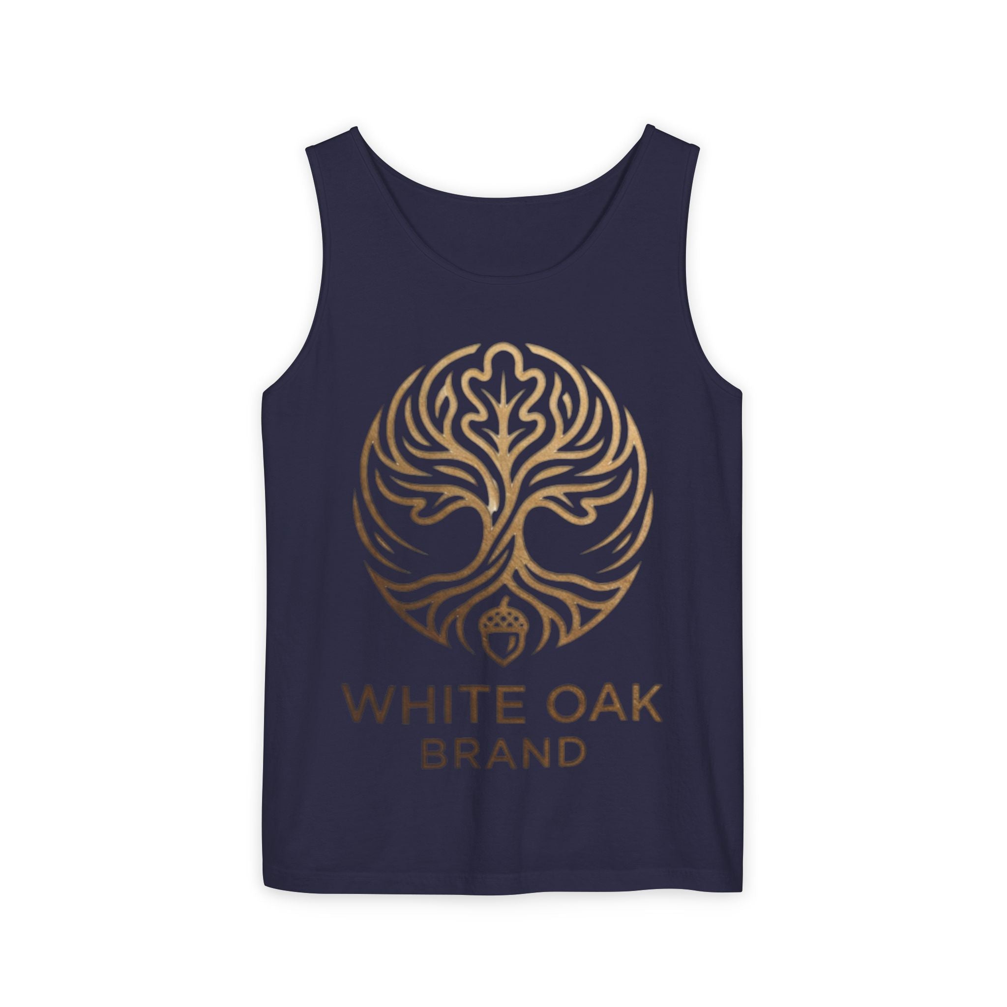 White Oak Brand Logo Tank Top — Minimal Tree Emblem Summer Tank