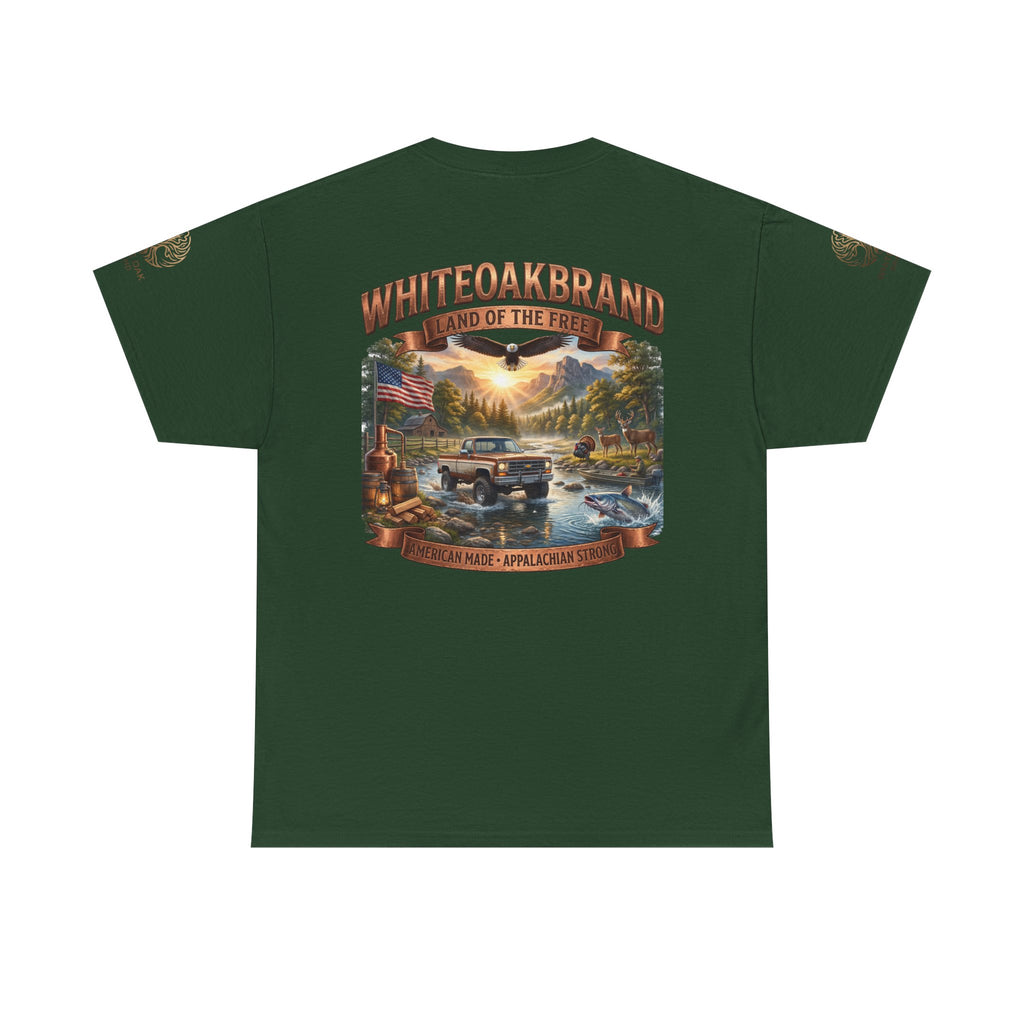 White Oak Brand 'Land of the Free' Graphic Tee — Patriotic Outdoorsman T-Shirt