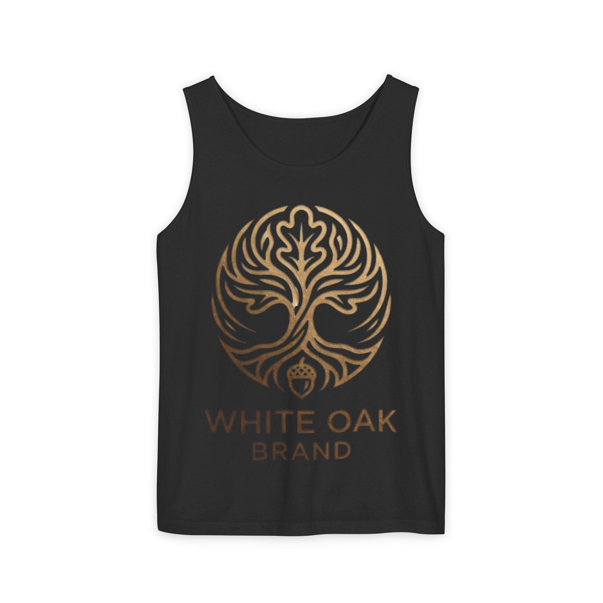 White Oak Brand Logo Tank Top — Minimal Tree Emblem Summer Tank