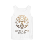 White Oak Brand Logo Tank Top — Minimal Tree Emblem Summer Tank