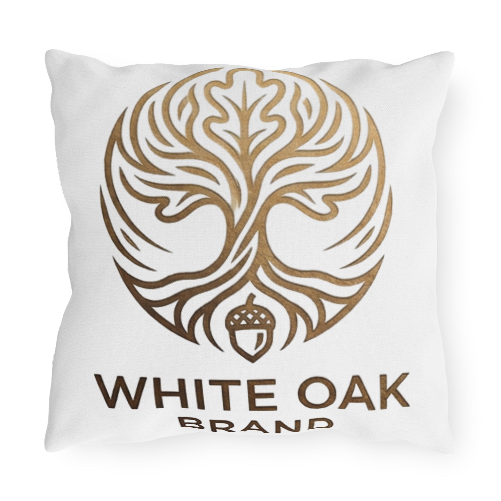White Oak Brand Outdoor Pillow – Rustic Tree & Acorn Patio Cushion