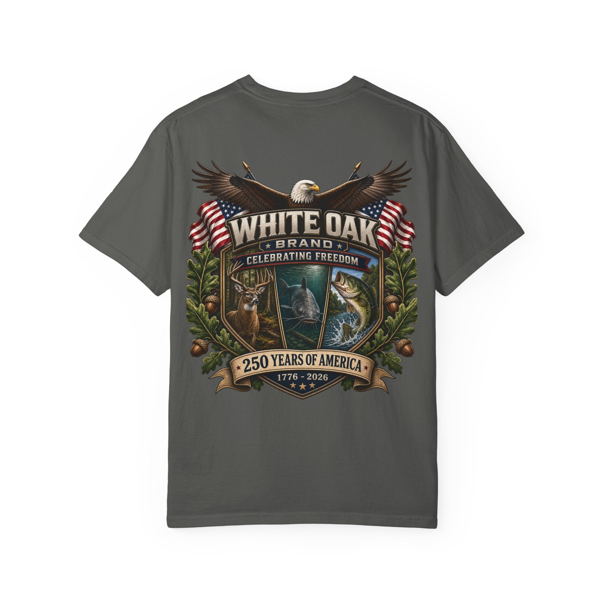 White Oak Brand Patriotic Eagle T-Shirt — "Celebrating Freedom" 250 Years of America Tee