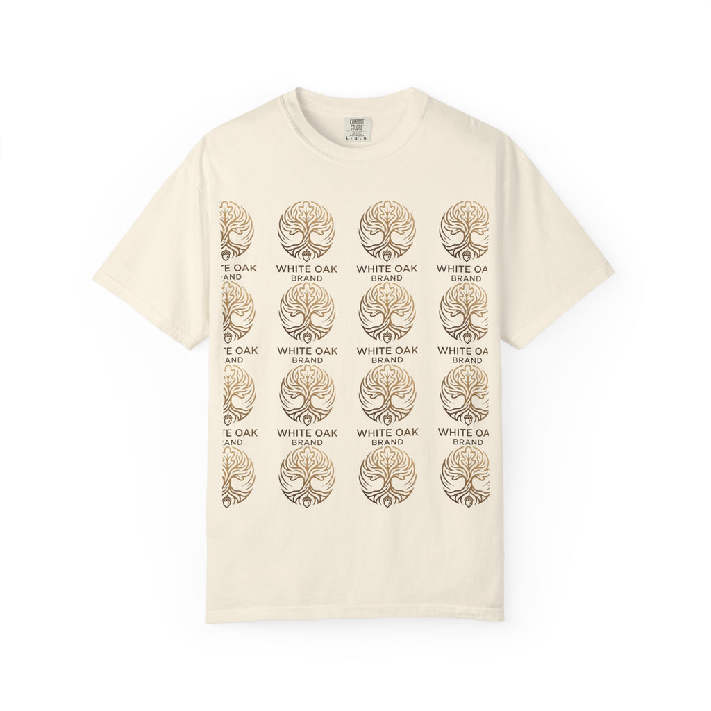 White Oak Brand Repeat Logo T-Shirt — Vintage Tree Skull Graphic Tee