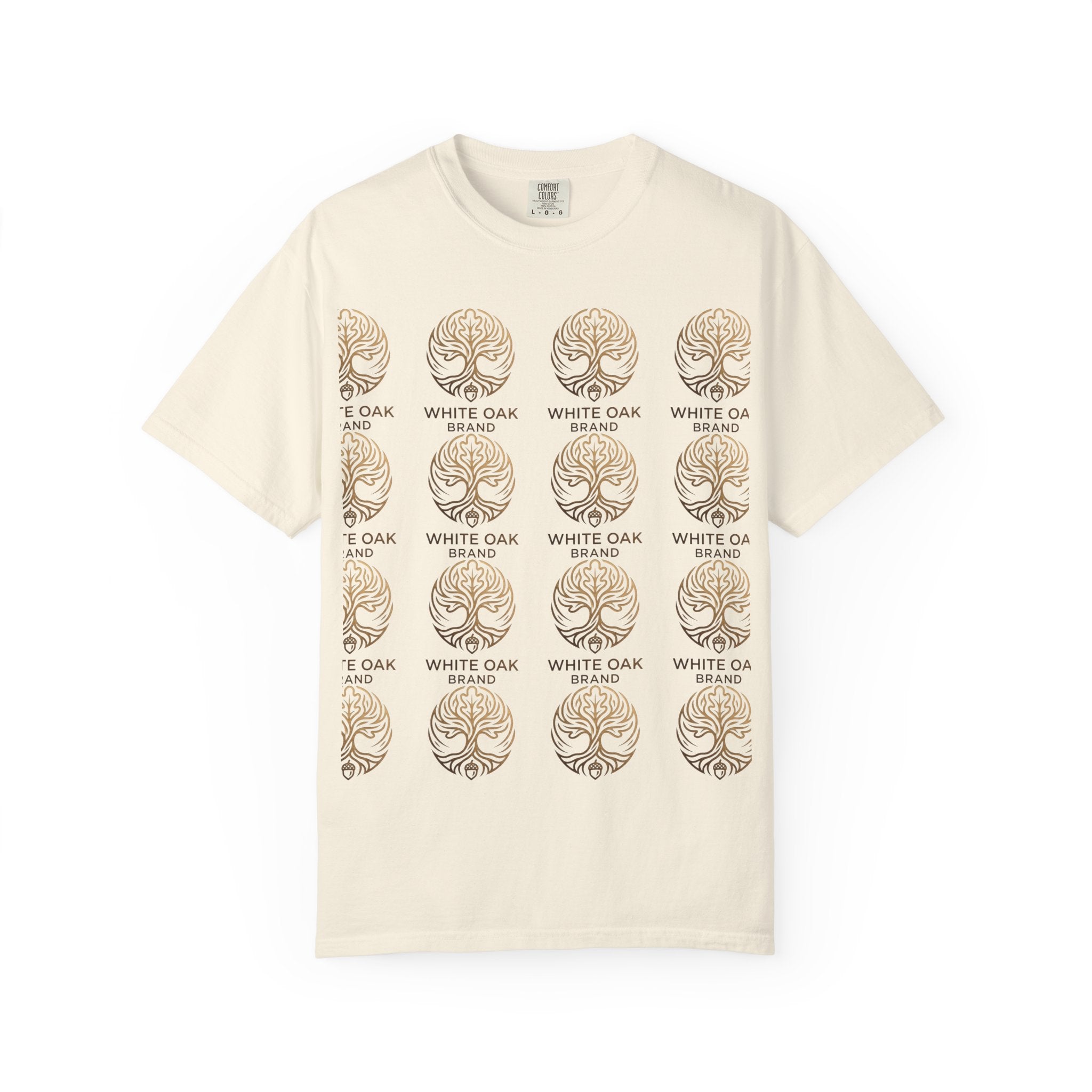 White Oak Brand Repeat Logo T-Shirt — Vintage Tree Skull Graphic Tee