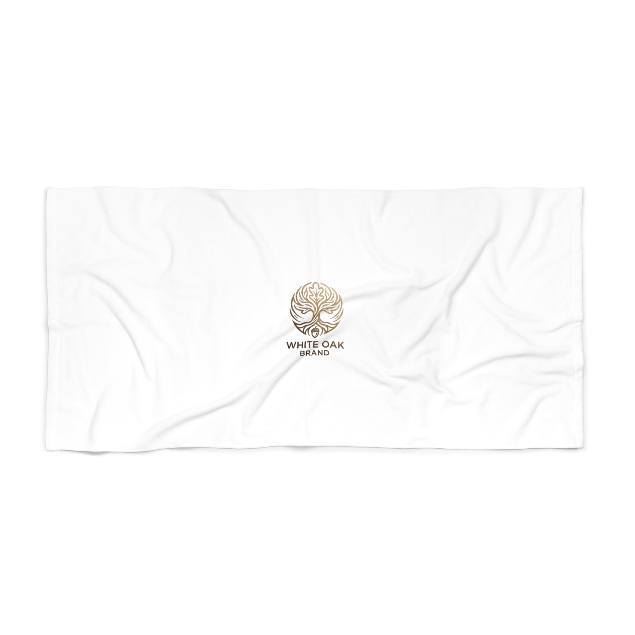 White Oak Brand Minimalist Logo Beach Towel – Luxury Resort Cotton
