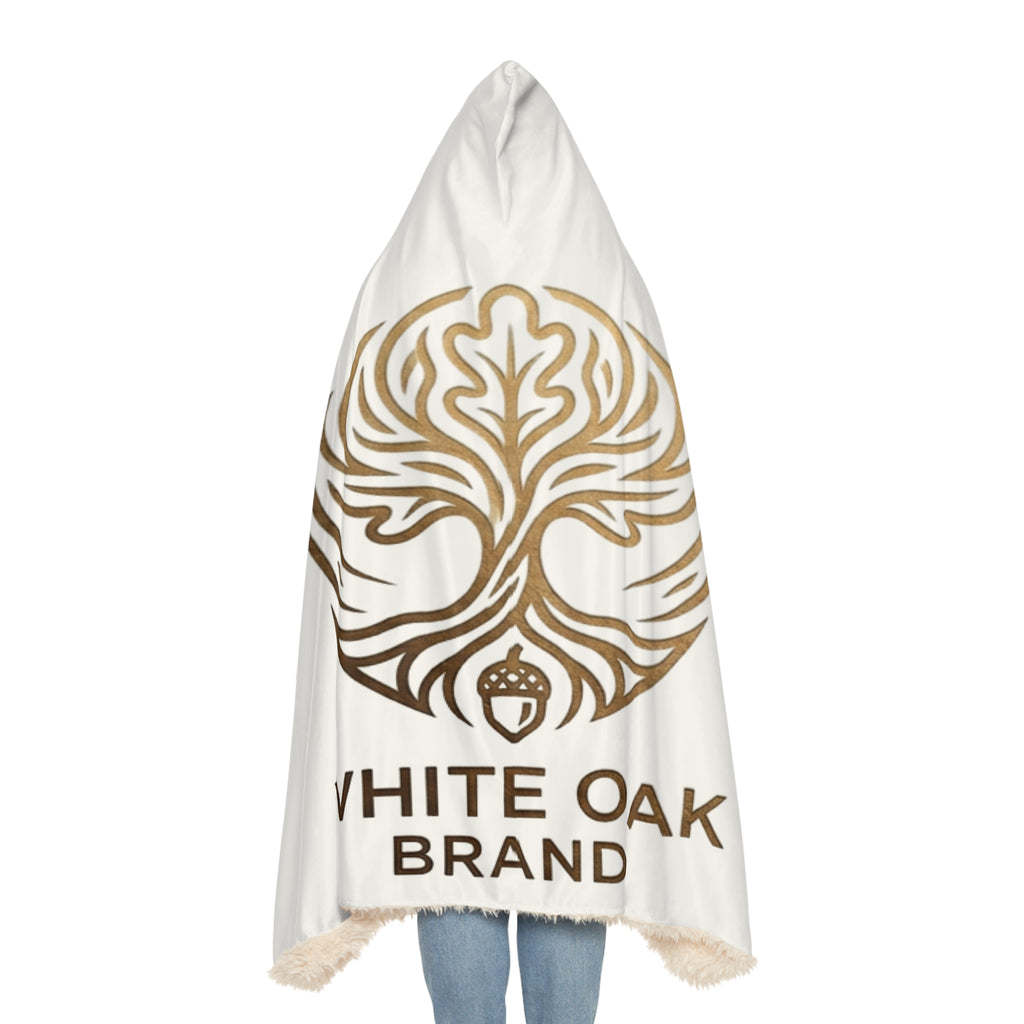 White Oak Hooded Snuggle Blanket – Cozy Branded Throw with Gold Tree Logo