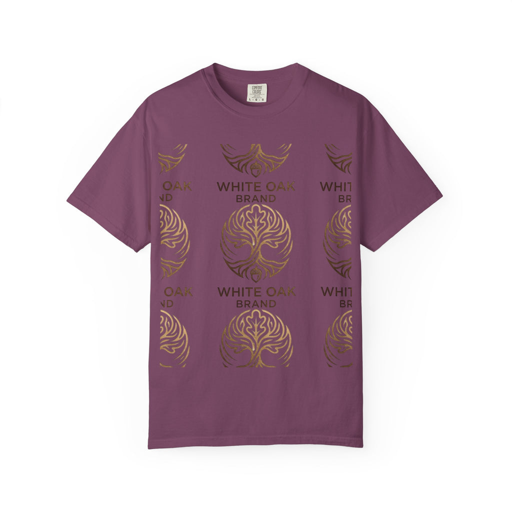 White Oak Brand Logo T-Shirt — Repeated Tree Emblem Tee