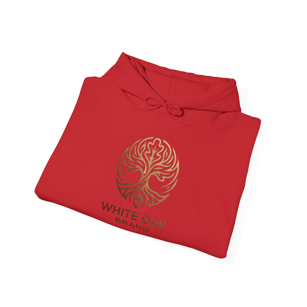 White Oak Brand Hoodie – Nature Logo Pullover with Scenic Back Emblem
