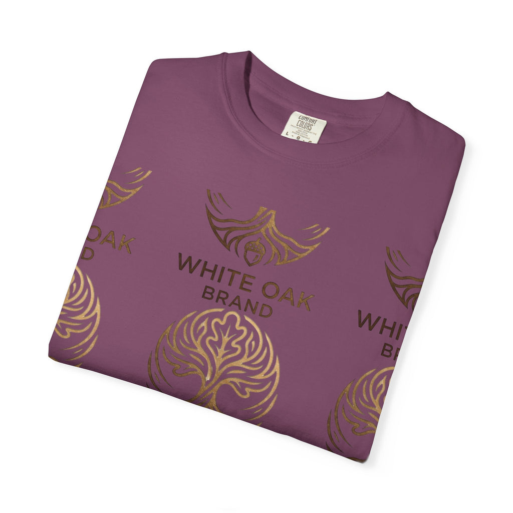 White Oak Brand Logo T-Shirt — Repeated Tree Emblem Tee