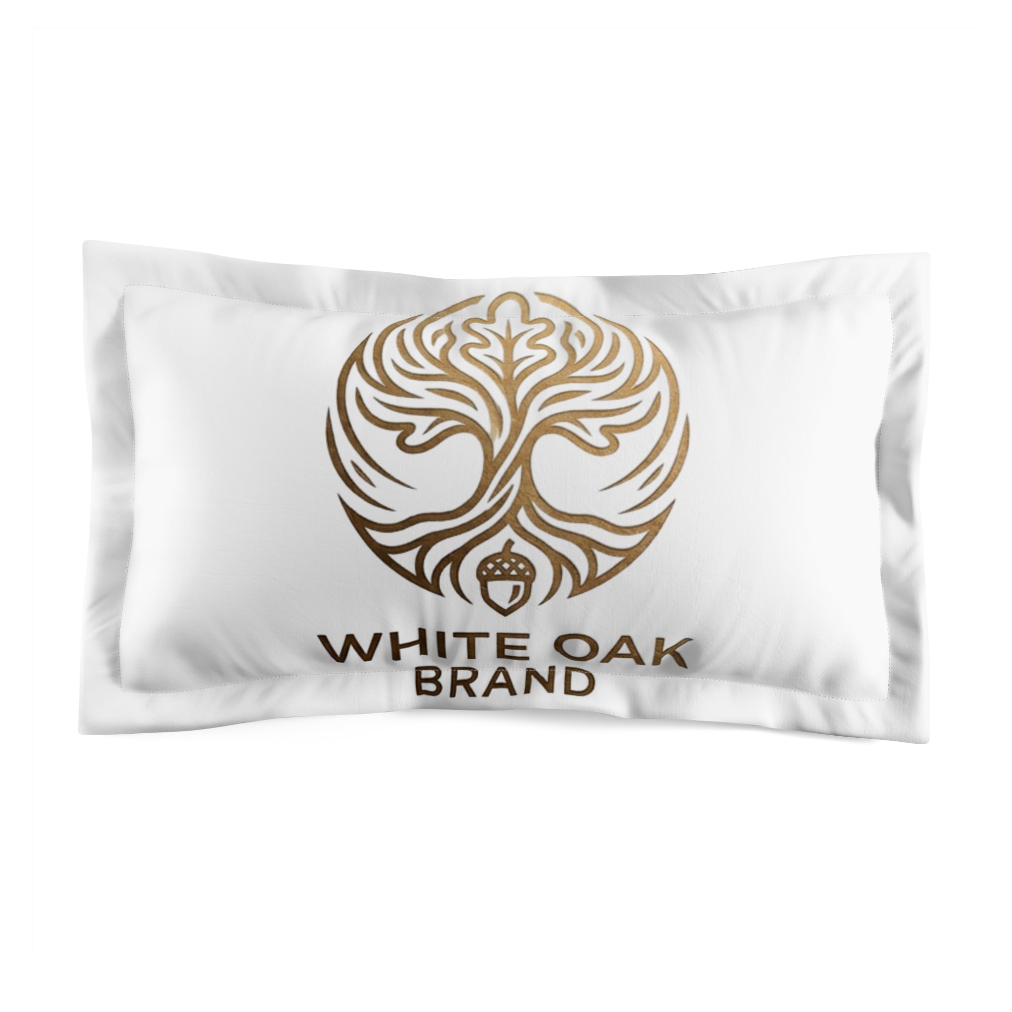 White Oak Brand Microfiber Pillow Sham — Elegant Gold Tree Logo Decorative Pillowcase