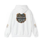 White Oak Brand Hoodie – Nature Logo Pullover with Scenic Back Emblem