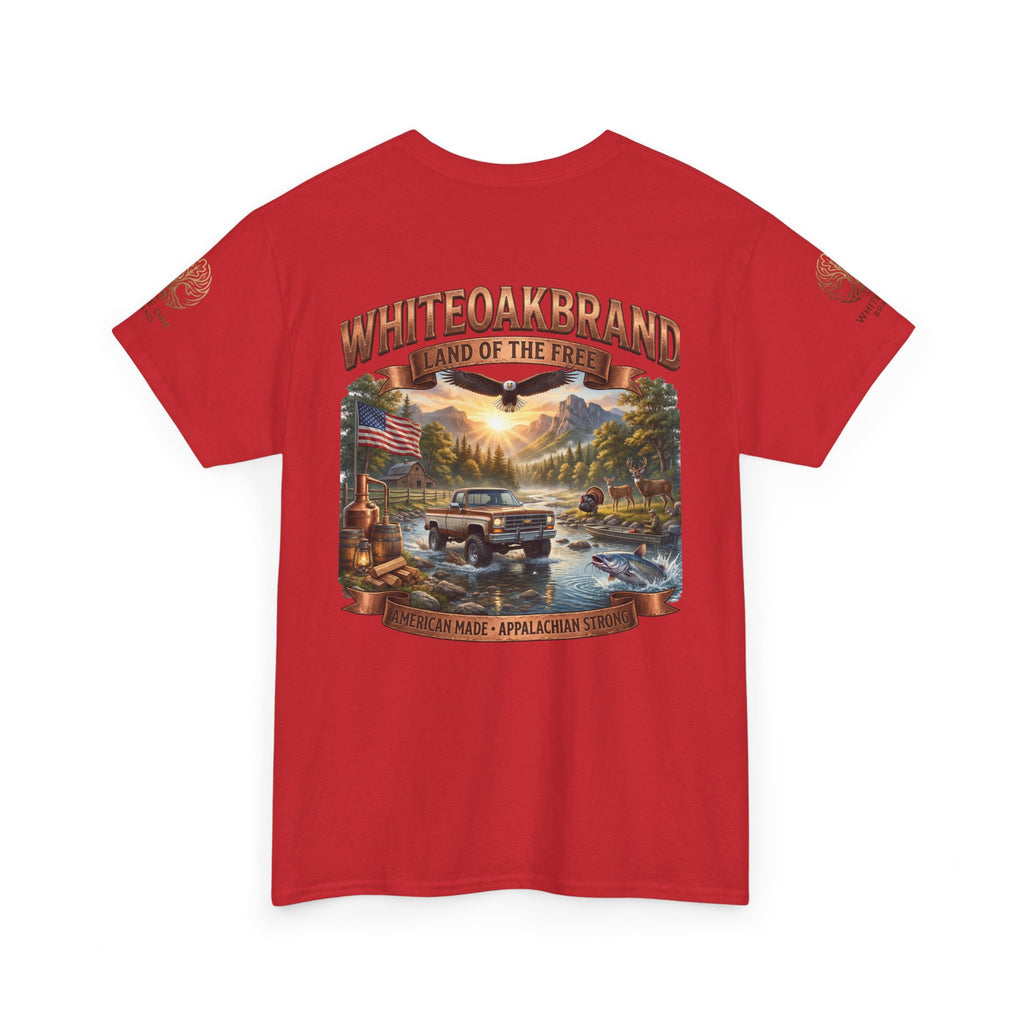 White Oak Brand 'Land of the Free' Graphic Tee — Patriotic Outdoorsman T-Shirt