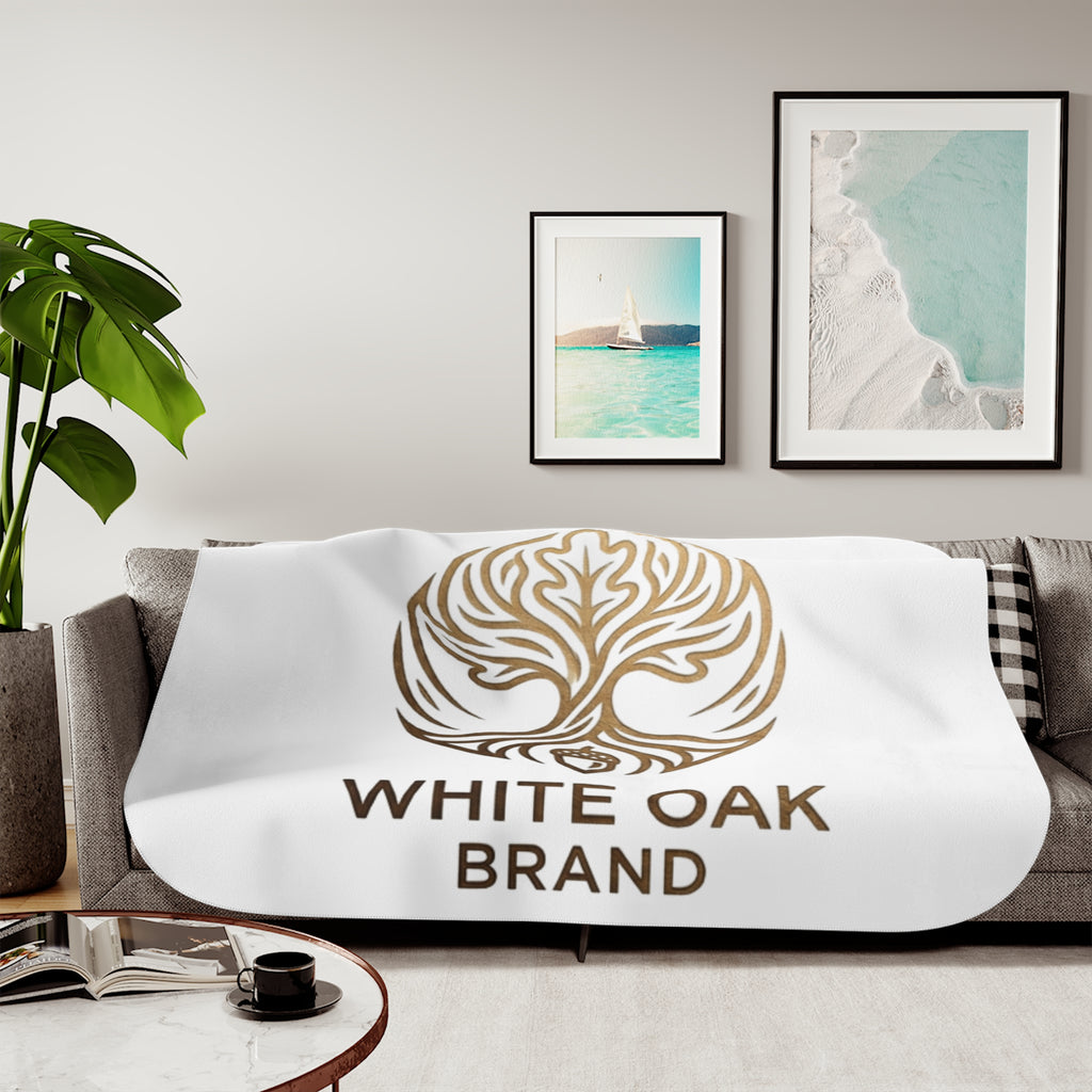 White Oak Logo Sherpa Blanket — Cozy Branded Throw for Home & Gifts