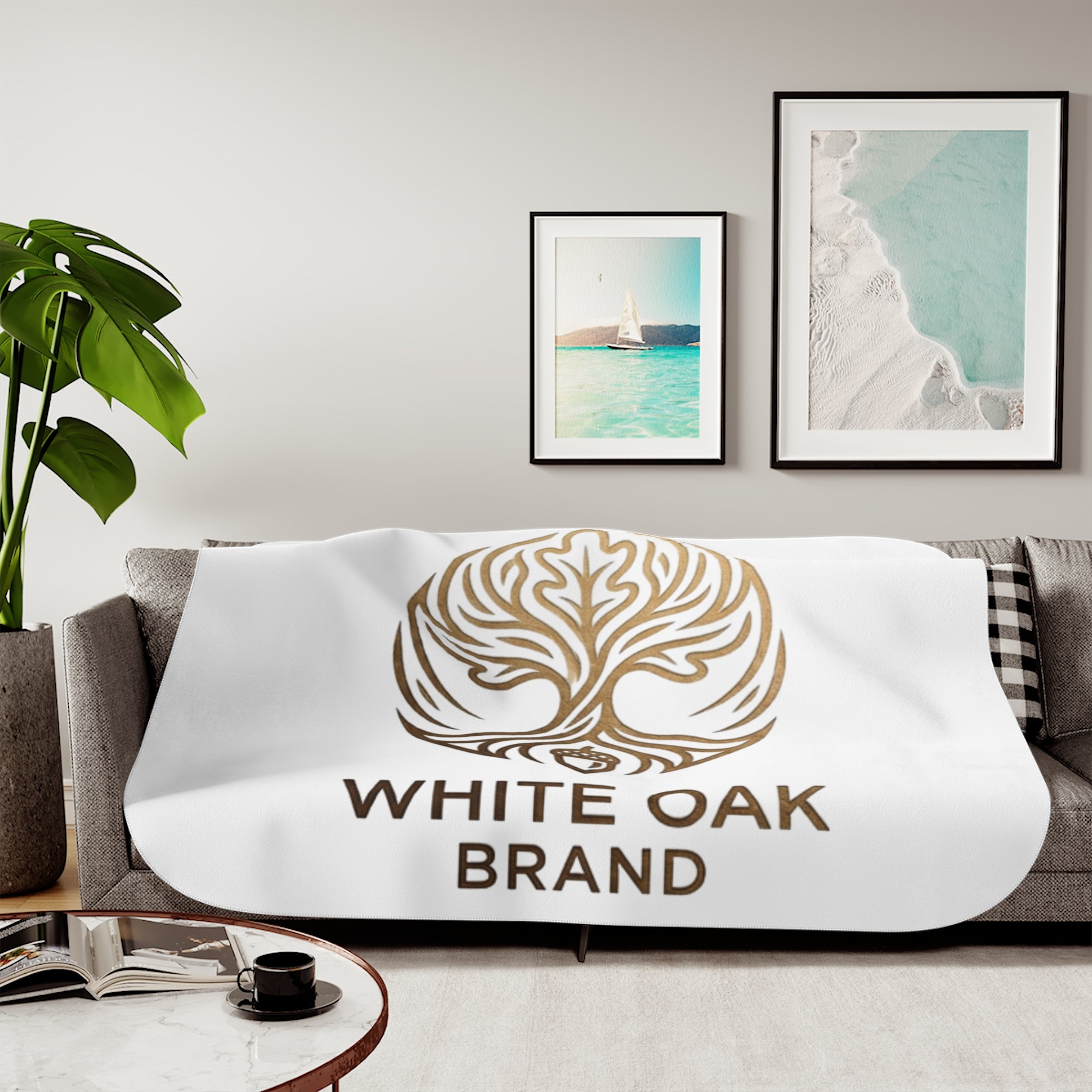 White Oak Logo Sherpa Blanket — Cozy Branded Throw for Home & Gifts