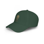 Red Low-Profile Baseball Cap — Gold White Oak Brand Tree Logo