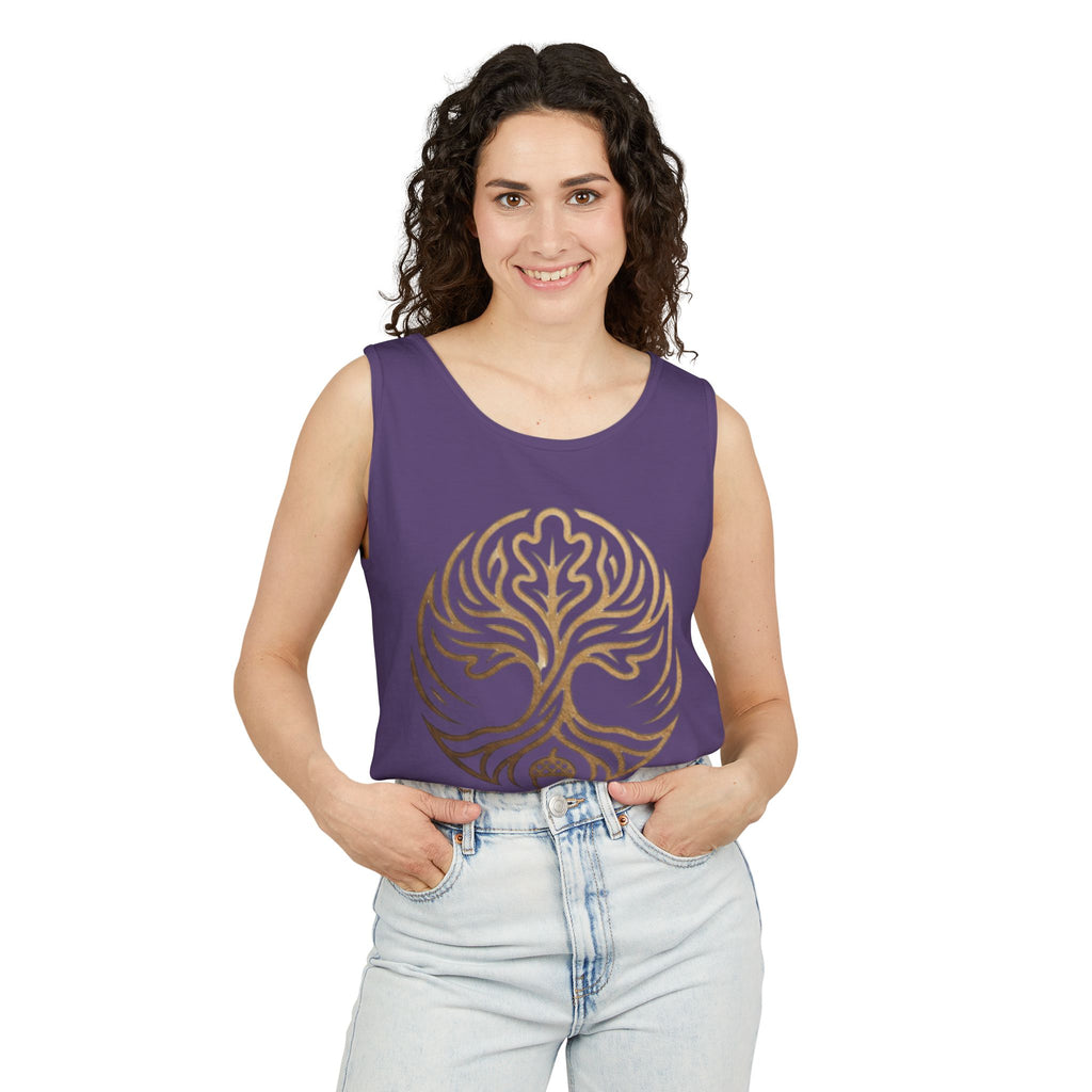 White Oak Brand Logo Tank Top — Minimal Tree Emblem Summer Tank