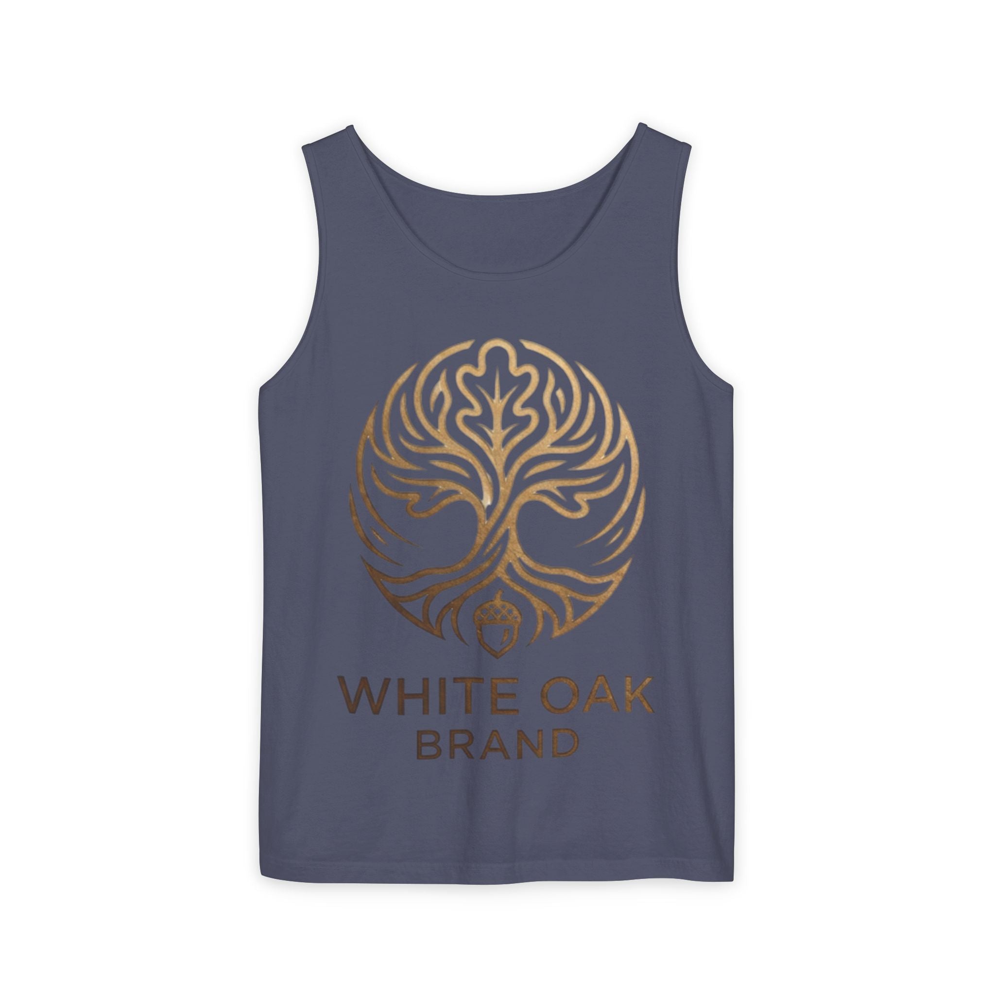 White Oak Brand Logo Tank Top — Minimal Tree Emblem Summer Tank