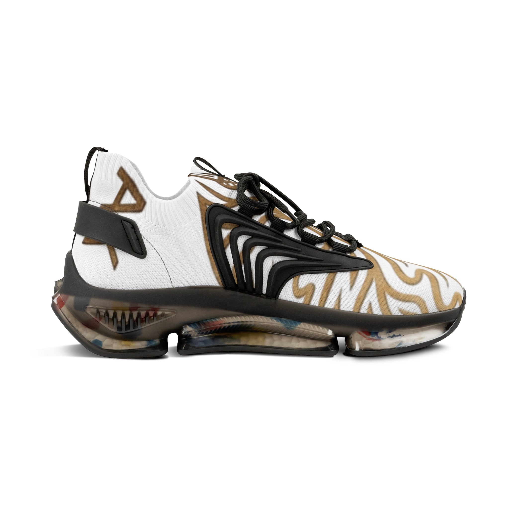 Men's Mesh Sneakers — Cream Zebra Print Athletic Shoes