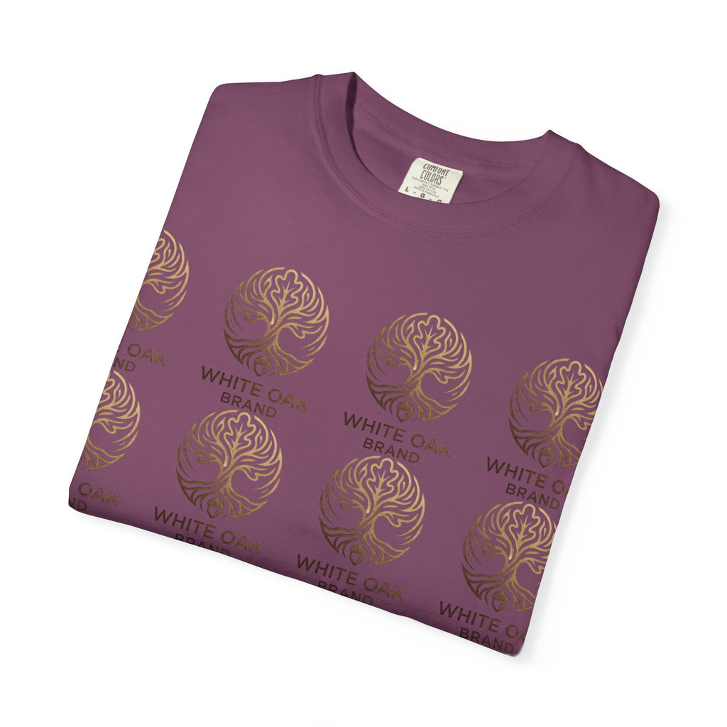 White Oak Brand Repeat Logo T-Shirt — Vintage Tree Skull Graphic Tee