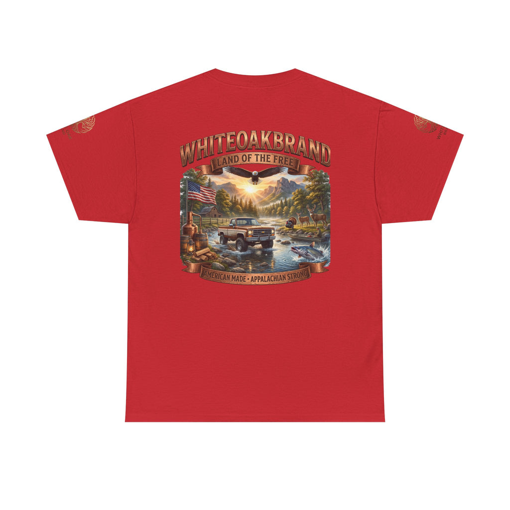 White Oak Brand 'Land of the Free' Graphic Tee — Patriotic Outdoorsman T-Shirt