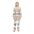 White Oak Brand Satin Pajama Set — Luxury Women's Sleepwear with Gold Oak Motif