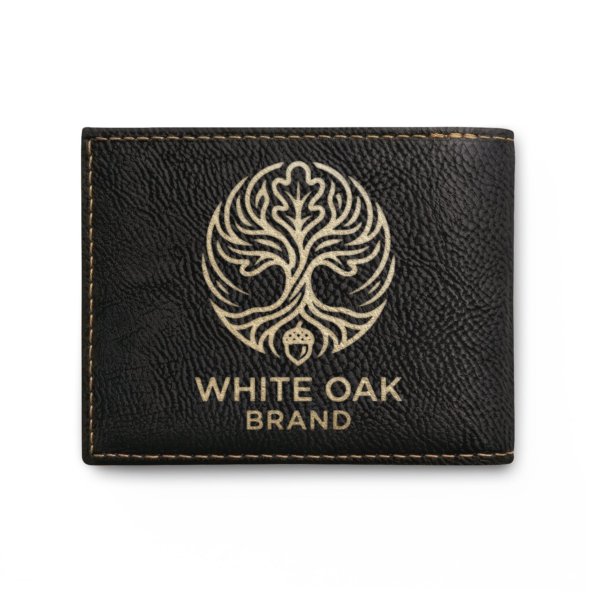 Leather Bi-Fold Wallet — White Oak Brand Tree Logo