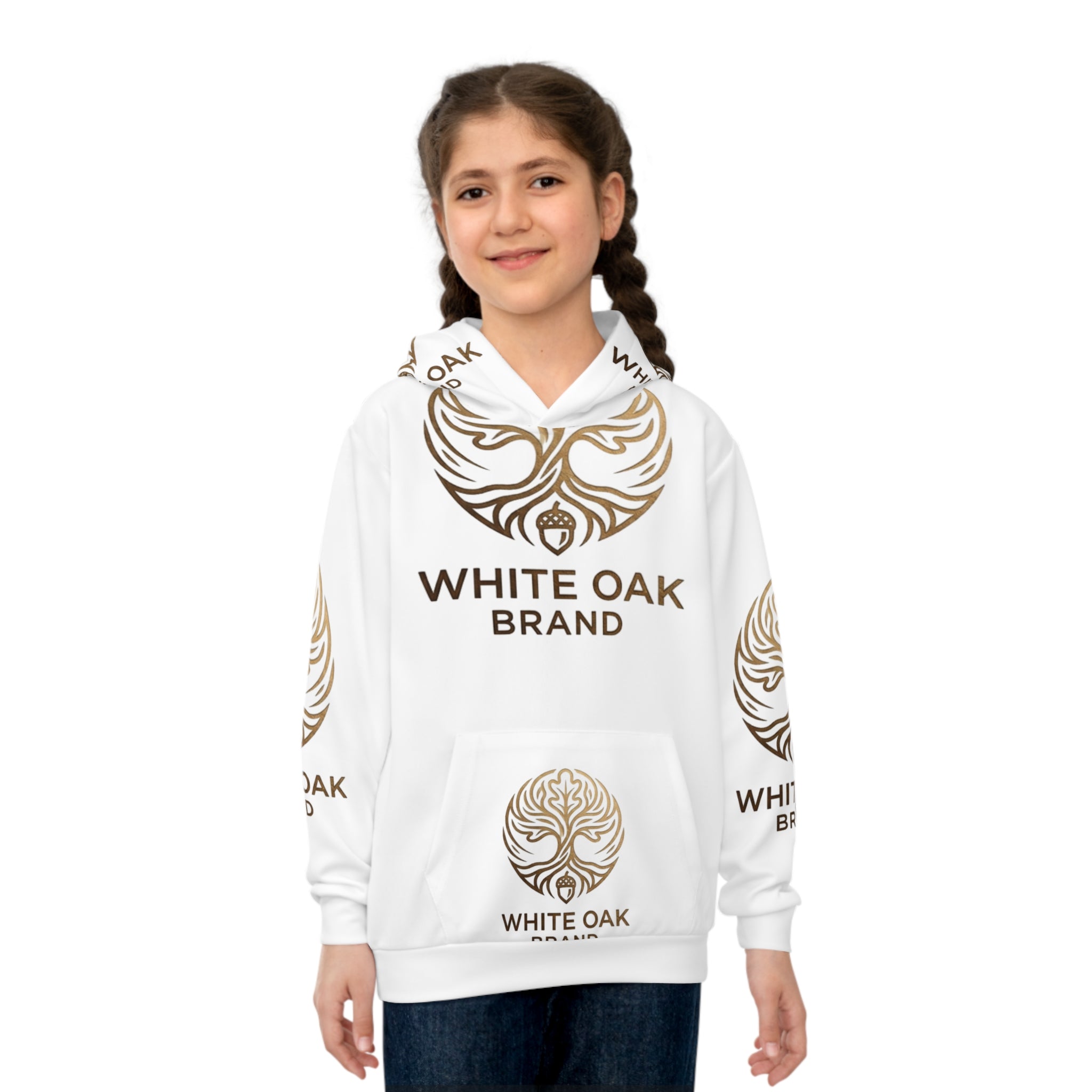 White Oak Brand Children’s Hoodie — All-Over Print Tree Logo Kids Pullover