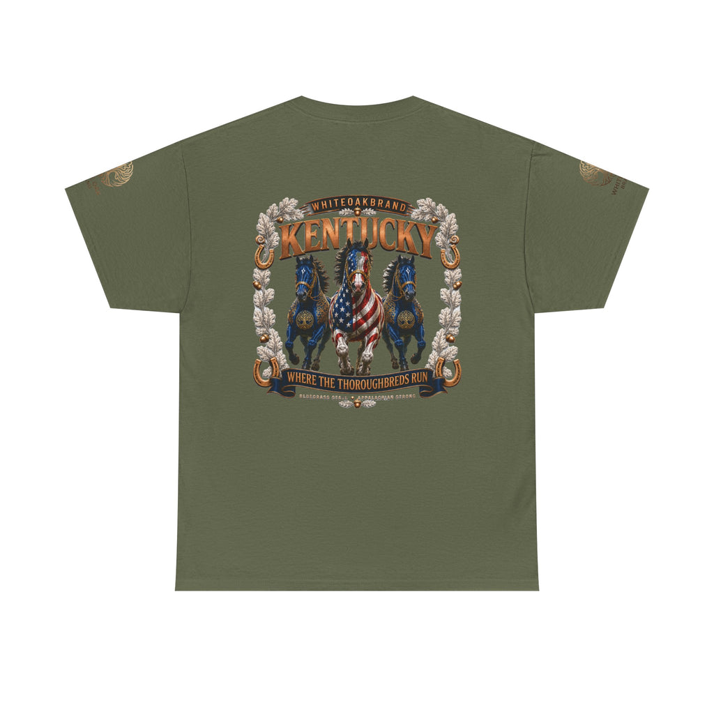 Kentucky Horse Team Graphic Tee — White Oak Bourbon Vintage-Style T-Shirt