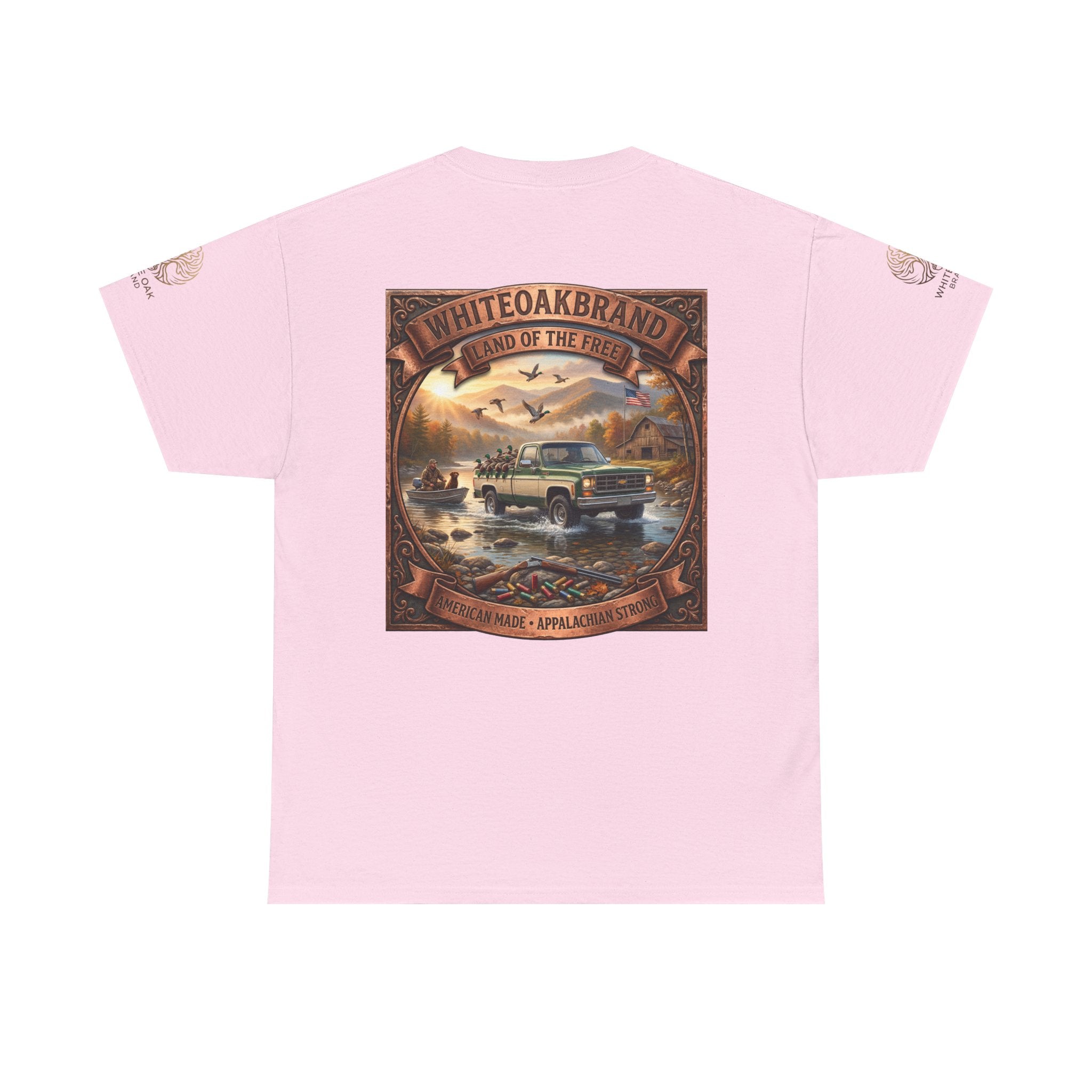 Vintage Outdoors Truck T‑Shirt — "White Oak Brand: Land of the Free" Graphic Tee