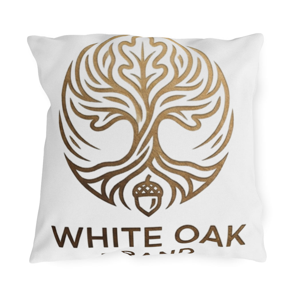 White Oak Brand Outdoor Pillow – Rustic Tree & Acorn Patio Cushion