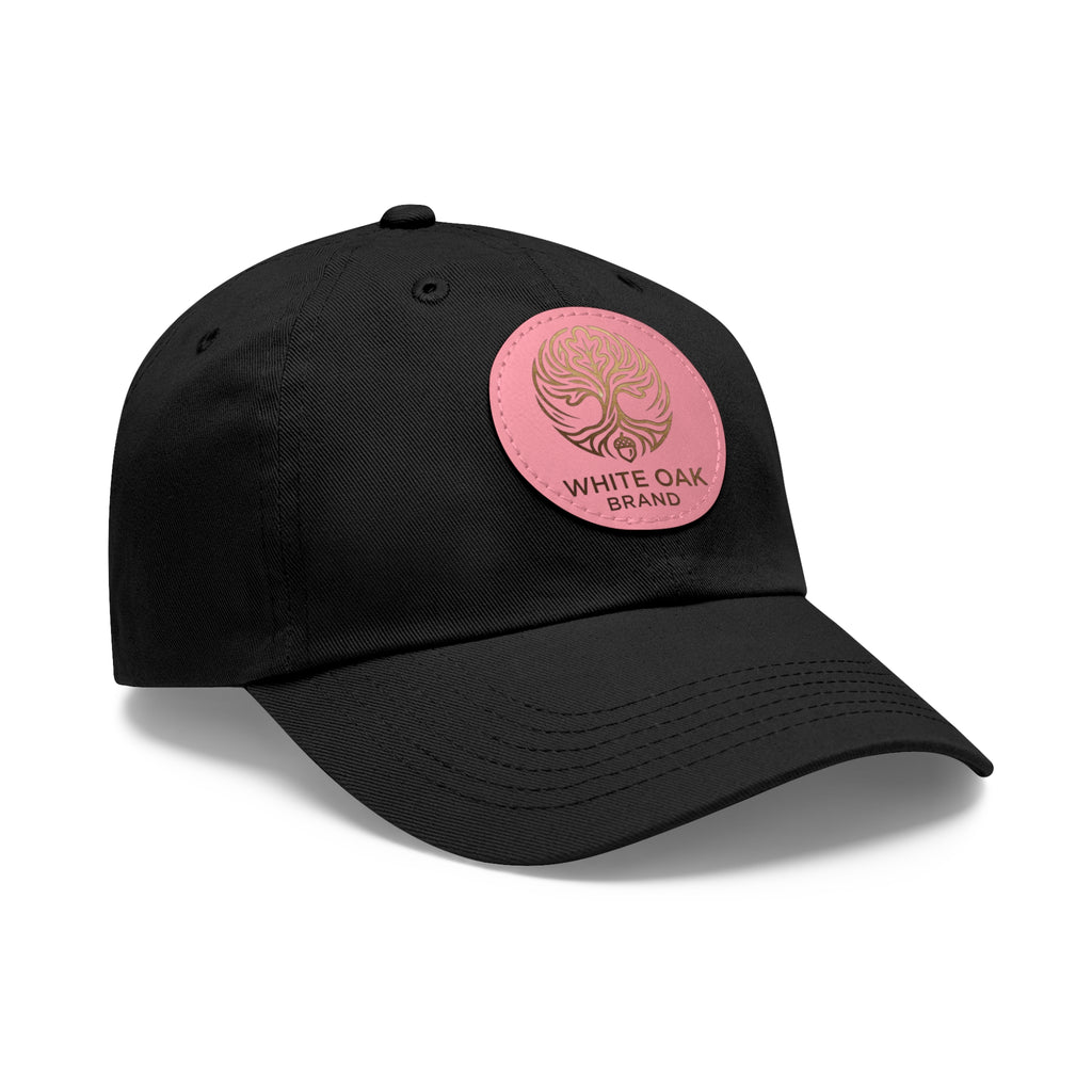 White Oak Leather Patch Dad Hat — Embossed Tree Logo Cap