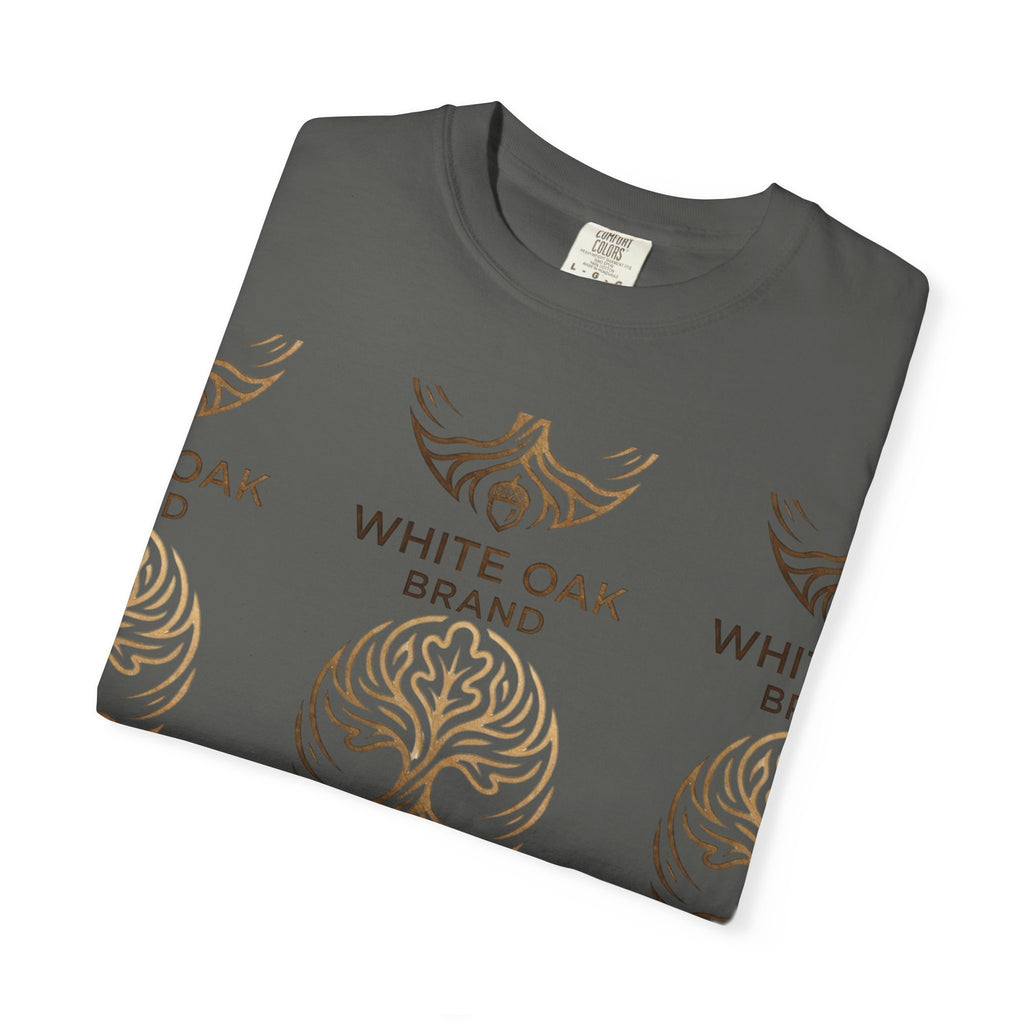 White Oak Brand Logo T-Shirt — Repeated Tree Emblem Tee