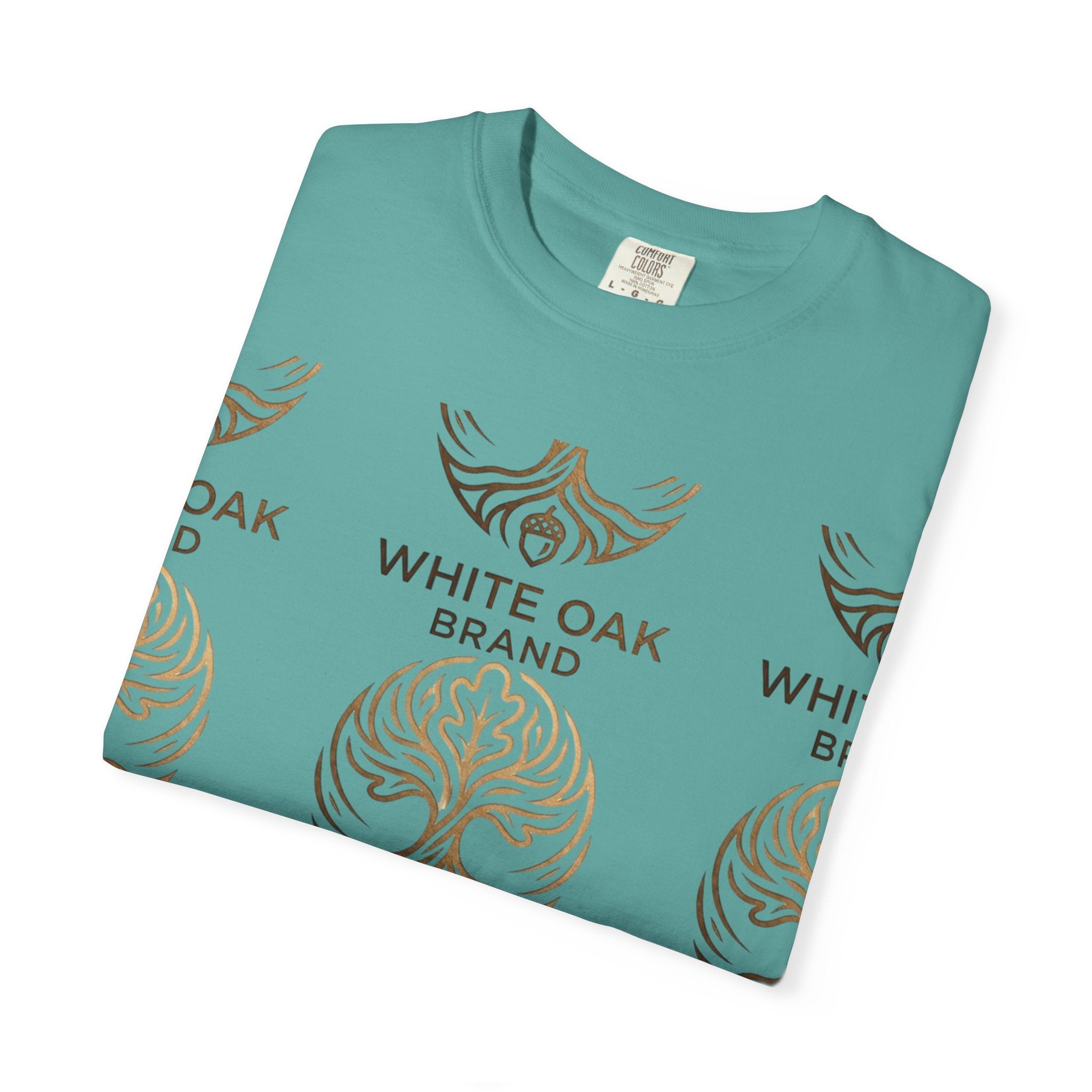 White Oak Brand Logo T-Shirt — Repeated Tree Emblem Tee
