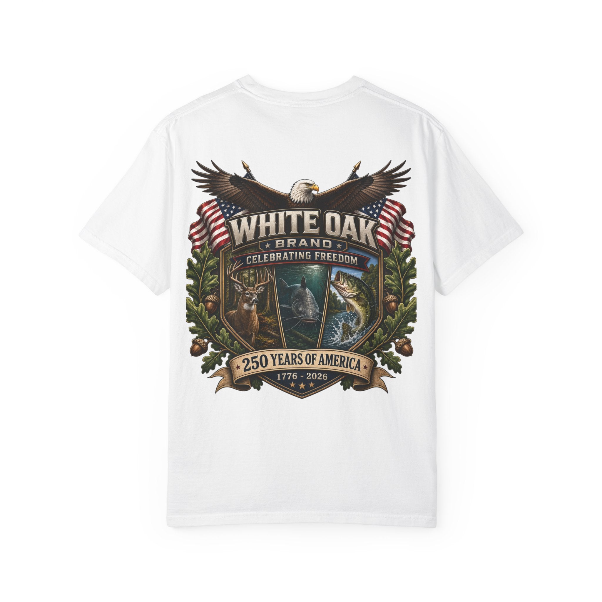 White Oak Brand Patriotic Eagle T-Shirt — "Celebrating Freedom" 250 Years of America Tee