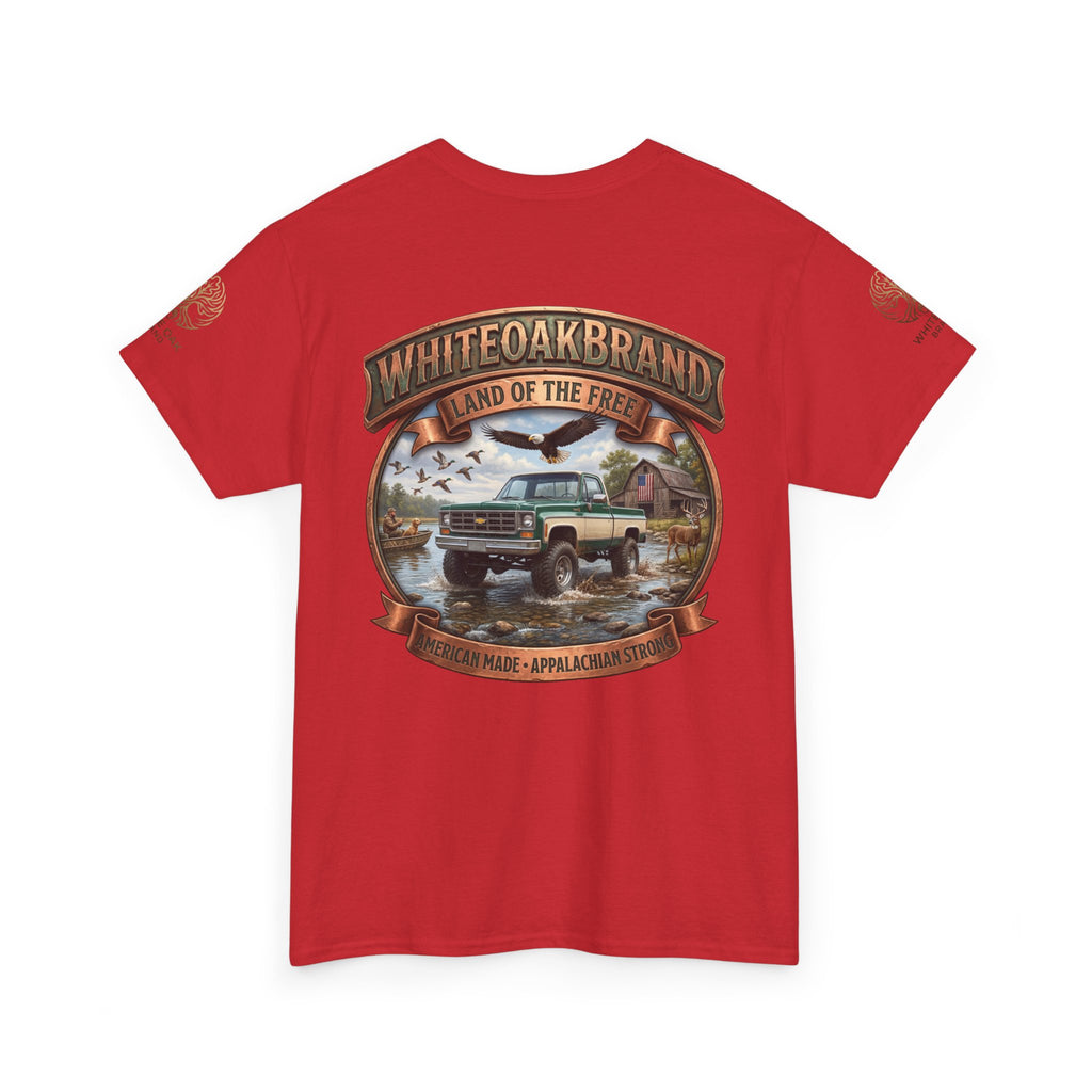 Vintage Truck Graphic Tee – WhiteOakBrand “Land of the Free” Cotton T-Shirt