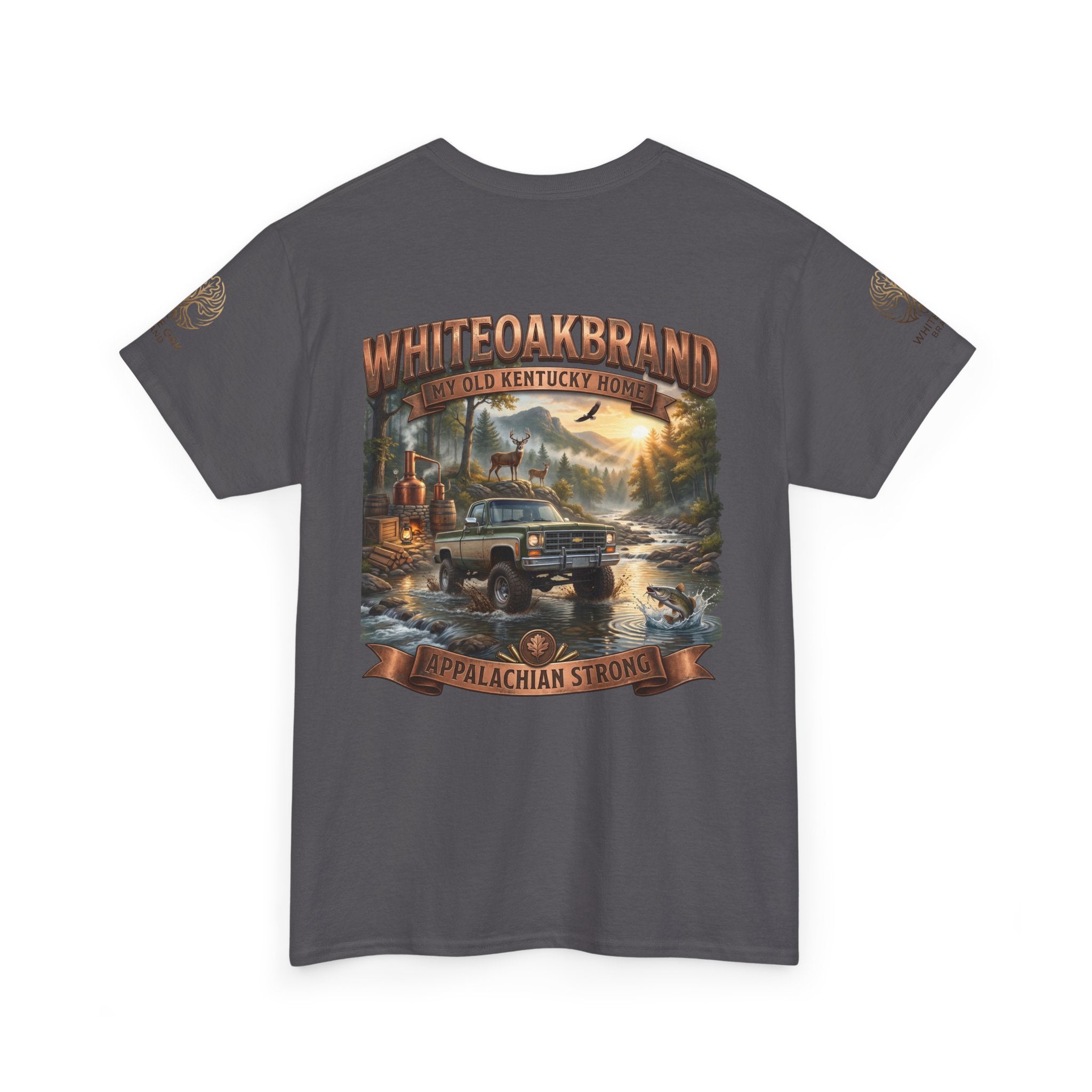 T-Shirt — White Oak Brand Appalachian Strength Graphic Tee (Truck, Mountains & River)