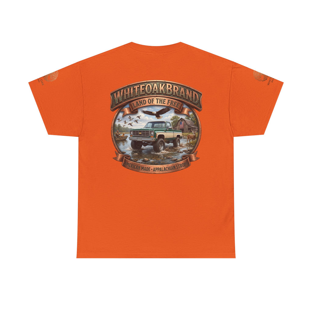 Vintage Truck Graphic Tee – WhiteOakBrand “Land of the Free” Cotton T-Shirt