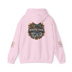 White Oak Brand Hoodie – Nature Logo Pullover with Scenic Back Emblem
