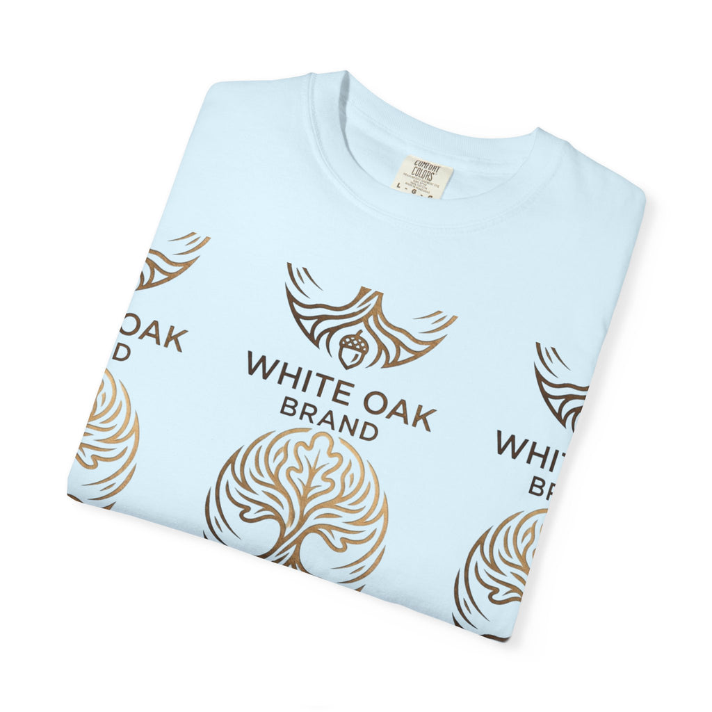 White Oak Brand Logo T-Shirt — Repeated Tree Emblem Tee