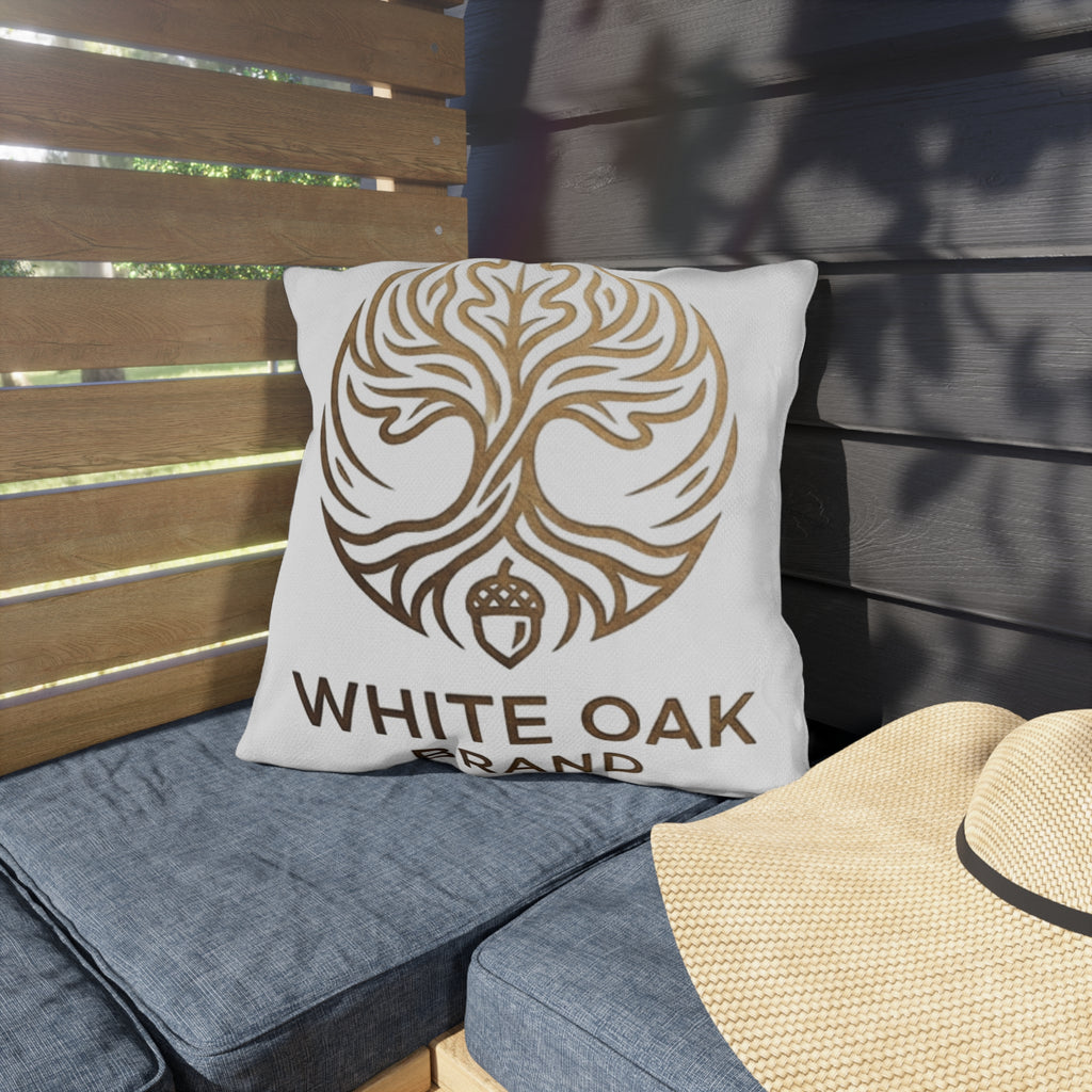 White Oak Brand Outdoor Pillow – Rustic Tree & Acorn Patio Cushion
