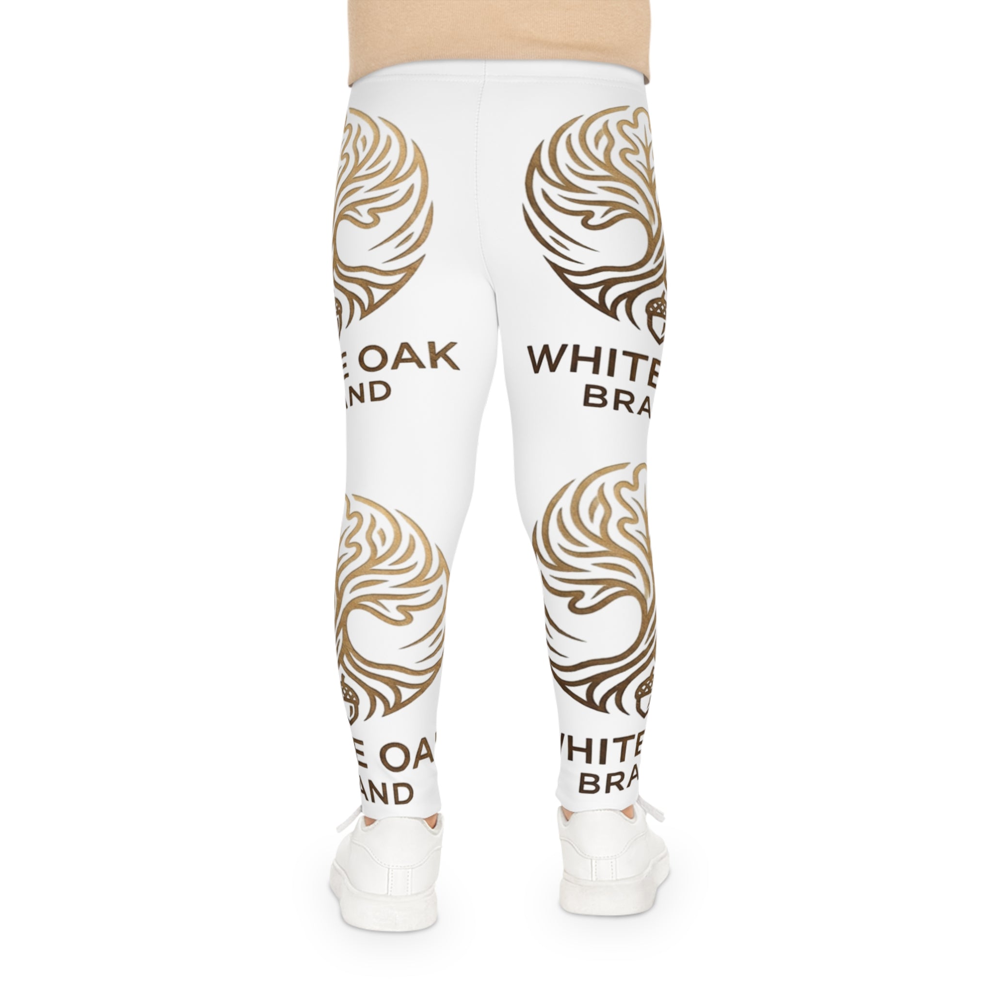 Kids Leggings — White Oak Brand Logo All-Over Print