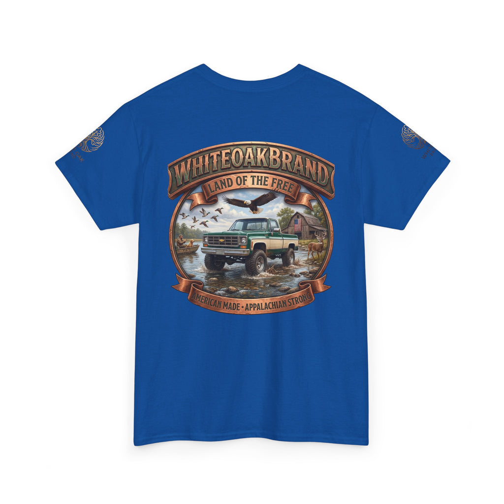 Vintage Truck Graphic Tee – WhiteOakBrand “Land of the Free” Cotton T-Shirt